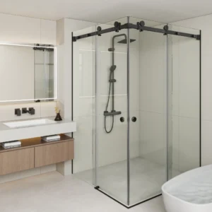 Frameless Double Corner Sliding Door Australian Standard 10mm Clear Tempered Toughen Glass Shower Screen  L shape Installation