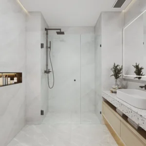 Frameless Wall Hung Pivot Door With Fix panel  (Glass to Wall Hinge) Wall to Wall  Australian Standard 10mm Tempered Toughen Glass Shower Screen