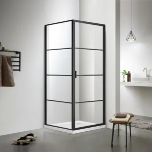 Semi-frame Black Pivot Door Square Shower Screen Australian Standard 6mm Tempered Toughen Glass