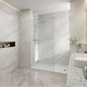 Frameless Walk-in Single Panel Clear Tempered 10mm Australia Standard Toughen Glass install with U Channel