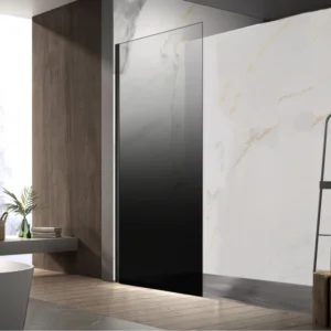 Frameless Walk-in Single Panel Clear+Black Gradiant Tempered 10mm Australia Standard Toughen Glass install with Black U Channel