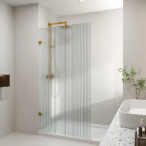 Frameless Walk-in Single Panel Fluted/Narrowline Tempered 10mm Australia Standard Toughen Glass install with L Shape Wall Bracket