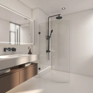 Frameless Walk-in Single Panel Curved Body Clear Tempered 10mm Australia Standard  Toughen Glass install with L Shape Wall Bracket