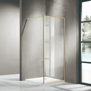 Black Framed Walk-in Single Panel 6mm Australian Standard Clear Tempered Toughen Glass install With Support bar