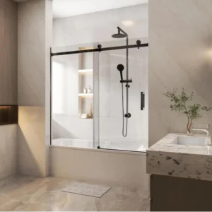 Bathtub Single Sliding Door Wall to Wall Square Handle Australian Standard 10mm Tempered Toughen Glass Shower Screen