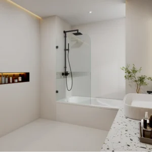 Bathtub Screen With Curved Corner Clear Tempered Australian Standard 10mm  Toughen Glass