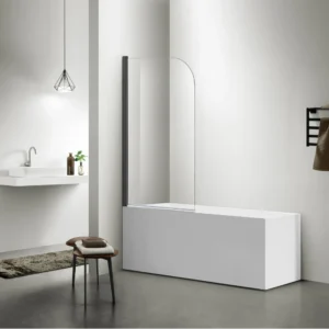 Bathtub Screen Single Panel Swival Curved Corner install with Wall channel  6mm Tempered Toughen Glass