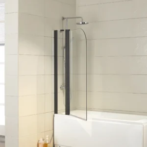 Bathtub Screen Double Panel Swival Curved Corner install with Wall channel